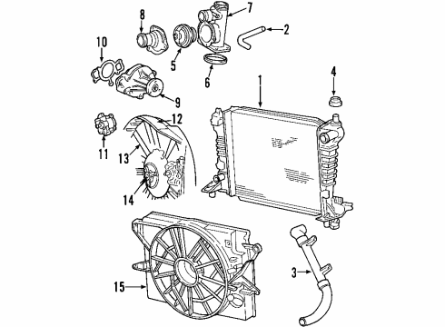 2002 Lincoln LS Cooling System, Radiator, Water Pump, Cooling Fan Gasket Diagram for 2W9Z-8507-CA