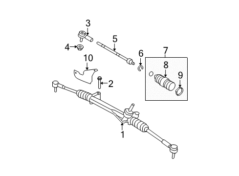 2008 Mercury Mariner Steering Gear & Linkage Inner Tie Rod Diagram for 8L8Z-3280-A
