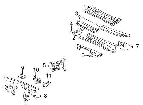 1992 Ford E-250 Econoline Cowl Support Diagram for F2UZ15015A34A