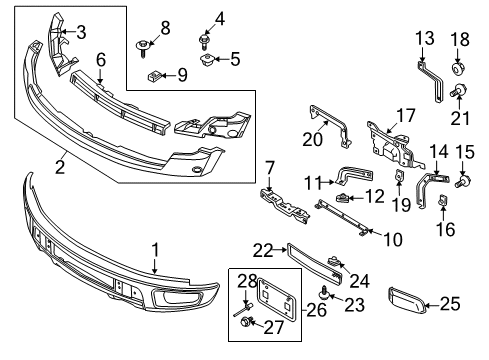 2013 Ford F-150 Front Bumper Upper Mount Nut Diagram for -W712160-S300