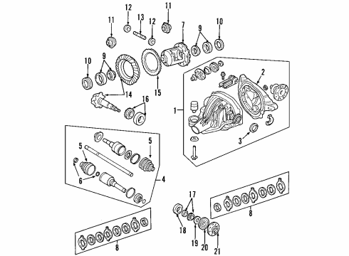 2003 Ford Expedition Rear Axle, Axle Shafts & Joints, Differential, Drive Axles, Propeller Shaft Axle Seals Diagram for 5L1Z-4A109-A
