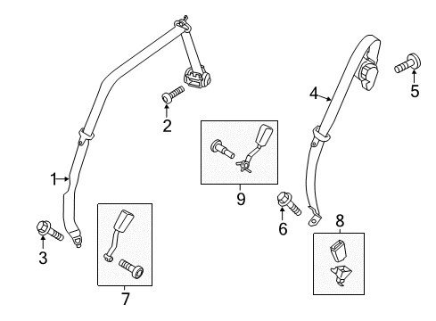 2018 Ford C-Max Seat Belt Buckle End Diagram for CJ5Z-7861202-AE