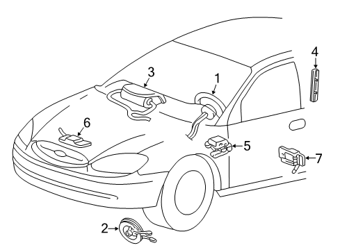2004 Ford Taurus Air Bag Components Clock Spring Diagram for 4F1Z-14A664-AB