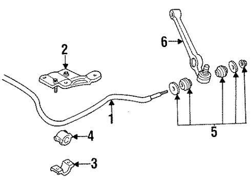1996 Ford Aspire Stabilizer Bar & Components - Front Stabilizer Bar Lower Bracket Diagram for F4BZ5486B