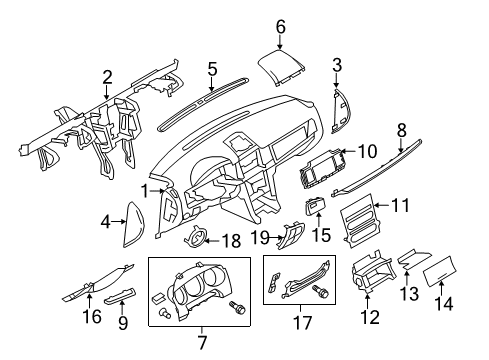 2010 Lincoln MKZ Instrument Panel Trim Molding Diagram for AH6Z-54044A90-CA