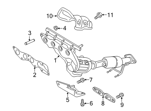 2014 Lincoln MKZ Exhaust Manifold Upper Bracket Diagram for CV6Z-5K291-B