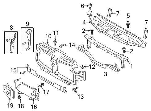 2022 Ford F-350 Super Duty Radiator Support Upper Tie Bar Bolt Diagram for -W712360-S439