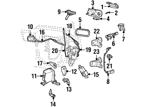 2001 Lincoln Continental Front Door Motor Diagram for F5OY-5423394-B