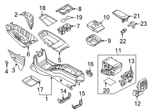 2022 Ford Mustang Mach-E Console Storage Tray Clip Diagram for -W715645-S442