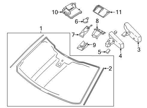 2019 Ford F-150 Windshield Glass Element Diagram for FL3Z-14D696-C