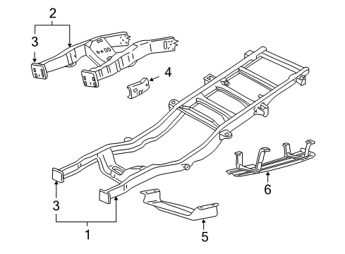 2003 Ford F-250 Super Duty Frame & Components Rail End Diagram for 3C3Z-5C145-AA