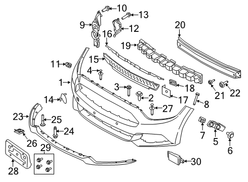 2015 Ford Mustang Front Bumper Lower Grille Clip Diagram for -W710017-S442