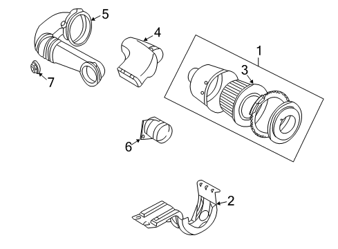 1997 Ford E-150 Econoline Emission Components Air Cleaner Assembly Diagram for F7UZ9600BB