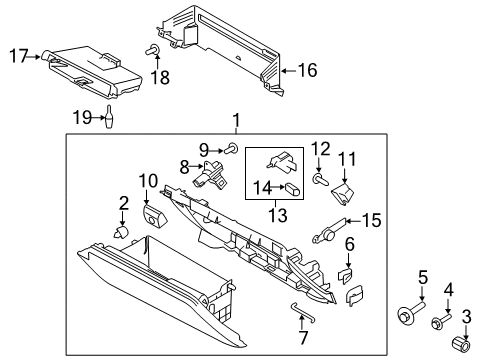2022 Ford Mustang Glove Box Glove Box Assembly Guard Diagram for -W715023-S300