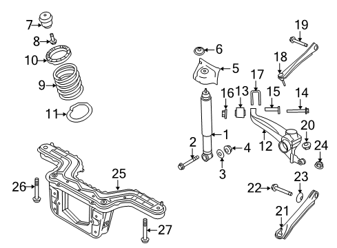 2009 Ford Escape Rear Suspension Components, Stabilizer Bar Rear Crossmember Diagram for 9L8Z-5035-B