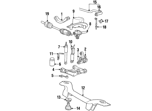 1995 Lincoln Mark VIII Rear Suspension Components, Drive Axles, Lower Control Arm, Upper Control Arm, Ride Control, Stabilizer Bar Stabilizer Bar Diagram for F5LY5A772A