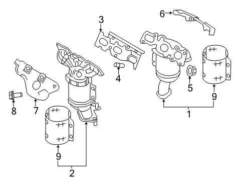 2014 Lincoln MKT Exhaust Manifold Exhaust Manifold Diagram for DE9Z-5G232-A