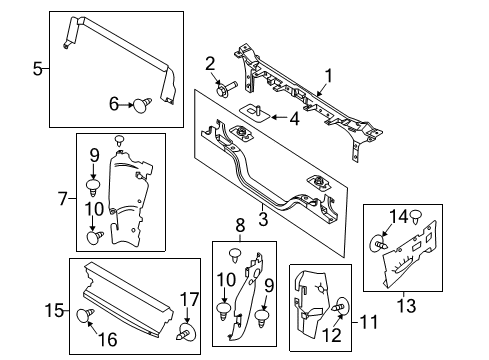2016 Ford F-350 Super Duty Radiator Support Side Air Baffle Retainer Diagram for -W713661-S300