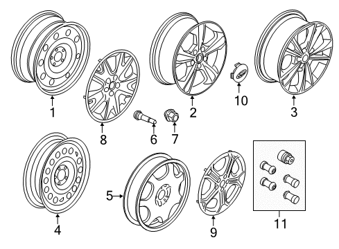 2018 Ford Escape Wheels & Trim Wheel Cover Diagram for CJ5Z-1130-A