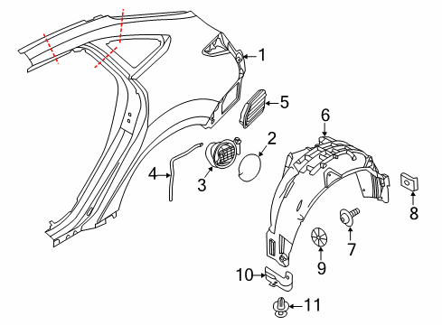2015 Ford Focus Quarter Panel & Components Deflector Diagram for CP9Z-5811398-B