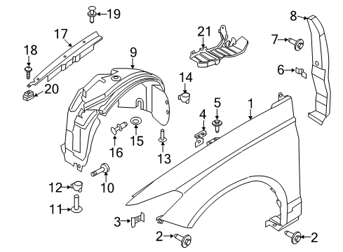 2018 Ford Fusion Fender & Components Fender Diagram for HS7Z-16006-A