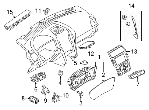 2013 Ford Police Interceptor Utility Cluster & Switches Cluster Assembly Diagram for DB5Z-10849-JA