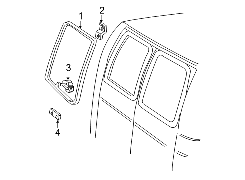 1996 Ford E-350 Econoline Club Wagon Back Door - Glass & Hardware Rear Glass Spacer Diagram for F6UZ-15420A34-AA