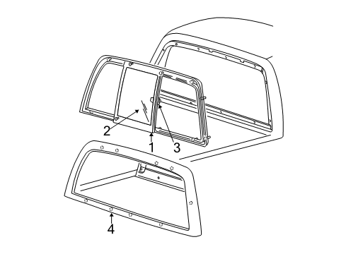 1997 Ford F-150 Back Glass, Reveal Moldings Back Glass Diagram for XL3Z-15422B30-DA