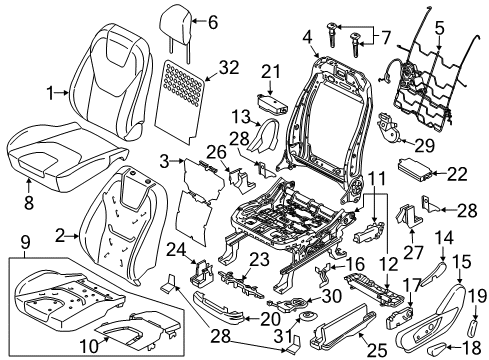2022 Ford Edge Front Seat Components Cushion Cover Diagram for FT4Z-5862901-FC