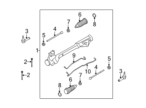 2009 Ford Flex P/S Pump & Hoses, Steering Gear & Linkage Outer Tie Rod Diagram for 8A5Z-3A130-A