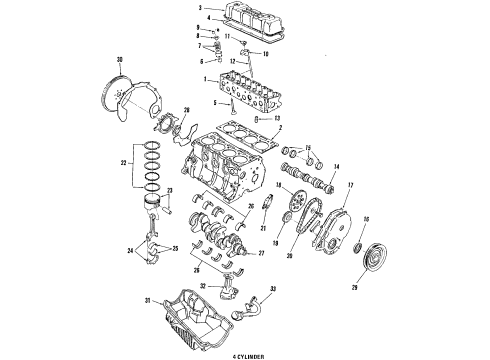 1986 Ford Taurus Engine & Trans Mounting Timing Chain Diagram for E43Z-6268-A