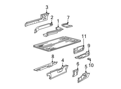 2000 Ford E-150 Econoline Rear Floor & Rails Sill Diagram for F7UZ-1510513-AB