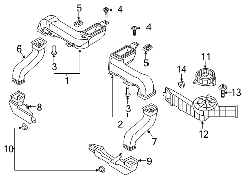 2014 Lincoln MKZ Electric Cooling Fan Guide Nut Diagram for -W702751-S441