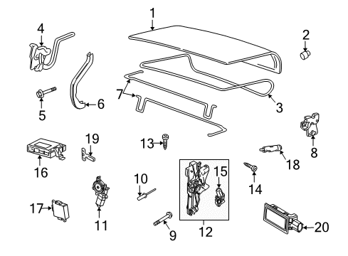 2004 Lincoln Town Car Trunk Lid Latch Diagram for 6W1Z-5443200-B