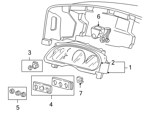 2004 Ford Excursion Cluster & Switches Cluster Assembly Diagram for 4C3Z-10849-FA