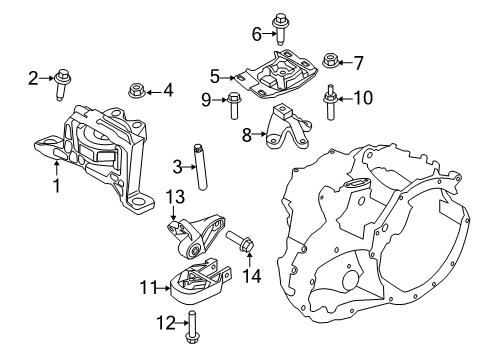 2016 Ford Focus Engine & Trans Mounting Lower Transmission Mount Diagram for CM5Z-6068-A