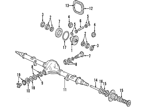 2002 Ford F-250 Super Duty Rear Axle, Differential, Propeller Shaft Differential Case Diagram for F75Z-4204-BA