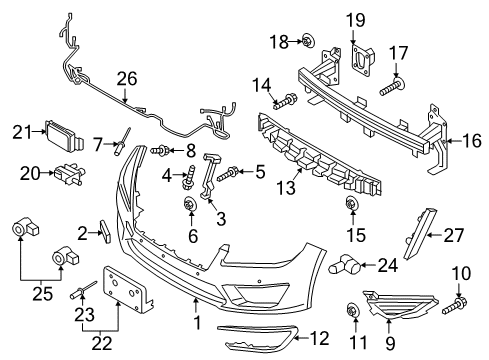 2017 Lincoln MKZ Front Bumper License Bracket Diagram for HP5Z-17A385-AA