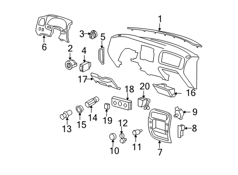 2008 Ford Ranger Switches Instrument Light Rheostat Diagram for 7L5Z-11691-AA