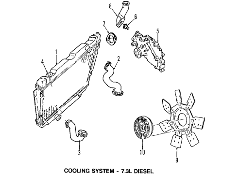 1998 Ford E-350 Econoline Cooling System, Radiator, Water Pump, Cooling Fan, Belts & Pulleys Lower Hose Diagram for F5UZ8075BE