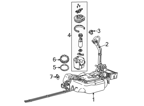 2001 Ford Focus Fuel System Components Fuel Pump Diagram for 1M5Z-9H307-CA
