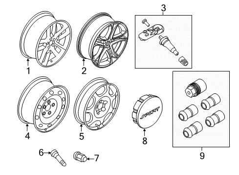 2013 Ford Edge Wheels Wheel Lock Kit Diagram for 7T4Z-1A043-A