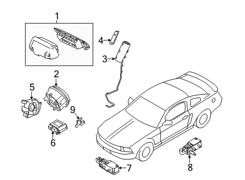 2011 Ford Mustang Air Bag Components SDM Module Diagram for BR3Z-14B321-A