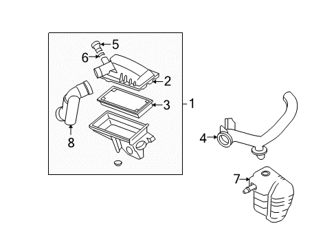 2005 Ford Escape Powertrain Control Air Cleaner Assembly Diagram for 5M6Z-9600-AA
