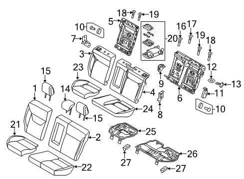 2015 Ford Focus Rear Seat Components Armrest Assembly Diagram for F1EZ-5867112-AB