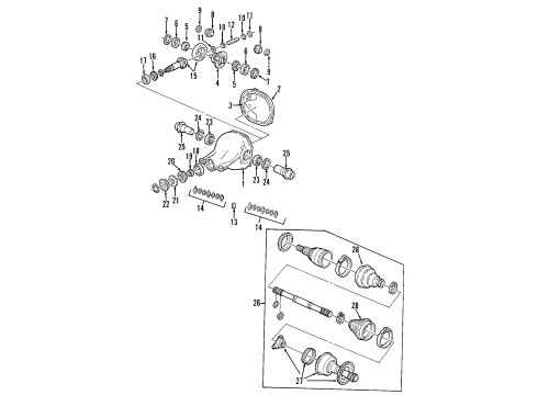1999 Ford Mustang Rear Axle, Differential, Drive Axles, Propeller Shaft Axle Housing Bearing Diagram for 3W1Z-1225-AA
