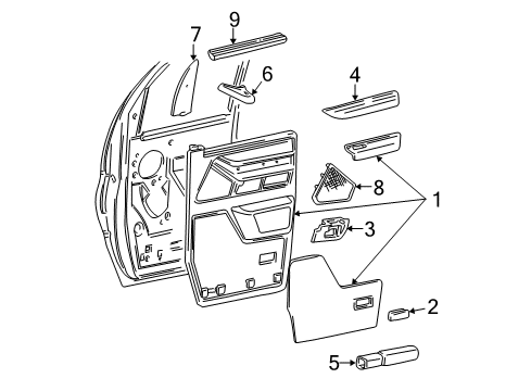 1999 Ford E-350 Econoline Club Wagon Interior Trim - Door Mount Plate Diagram for F7UZ-14524-BAA