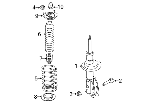 2012 Lincoln MKX Struts & Components - Front Upper Mount Nut Diagram for -W713968-S440