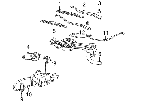 2002 Ford Thunderbird Wiper & Washer Components Wiper Arm Diagram for 1W6Z-17527-AA