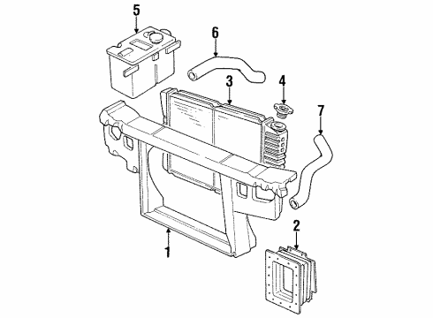 1990 Mercury Cougar Radiator & Components, Radiator Support Recovery Tank Diagram for E9SZ8A080A